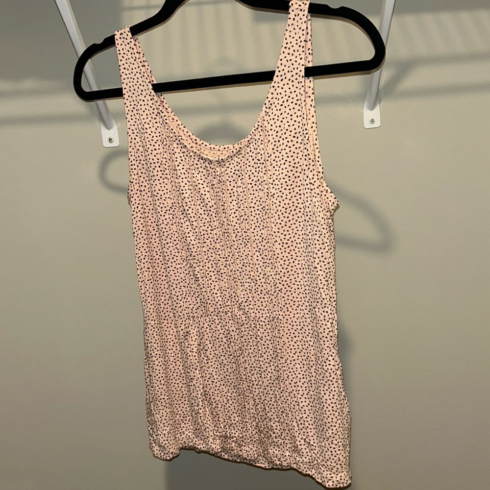 Cream Black Dot Ruffle Tank Top